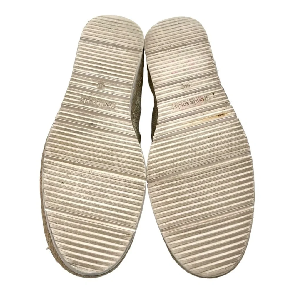 Gentle Souls Lara A-Line Sport Leather Gold Slip On Comfort Espadrilles Womens 9